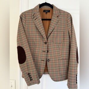 Vintage Talbots Multicolor Plaid Blazer with Brown Elbow Patches